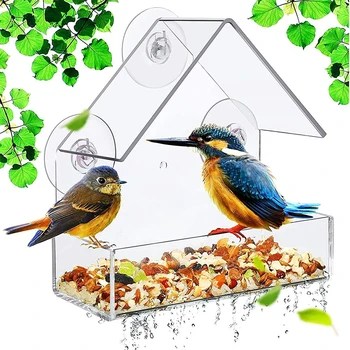 Форма домика для кормления птиц, защита от атмосферных воздействий, прозрачная присоска, уличные кормушки для птиц, Подвесной скворечник для сада, новый