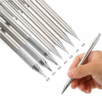 Цельнометаллический набор механических карандашей 0,3 0,5 0,7 0,9 1,3 2,0 мм Автоматический карандаш HB с грифелями для художественного рисования и создания эскизов
