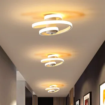Черно-белый светодиодный потолочный светильник для коридора, современная простая гостиная, спальня, креативное кольцо, крыльцо, балкон, гардеробная, домашние светильники