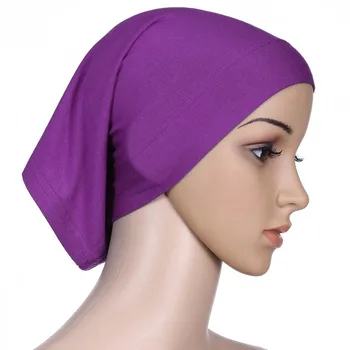 Шапочки для хиджабов из ПРОСТОГО мерсеризованного хлопка, мусульманский тюбик 30 см * 24 см, эластичный, регулируемый шарф для подчеркивания