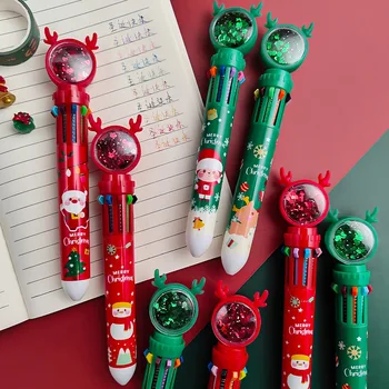 Шариковые ручки, милые школьные принадлежности, 10 цветов для творчества, Рождественские канцелярские принадлежности, Масляные ручки, цветные ручки, Рождественские Подарки для детей