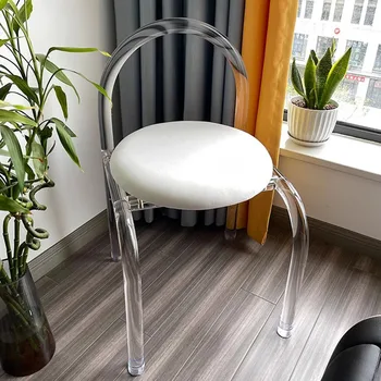 Штабелируемые обеденные стулья для патио, белые туалетные современные стулья для гостиной, офисная акриловая мебель для дома Silla Comedor A1