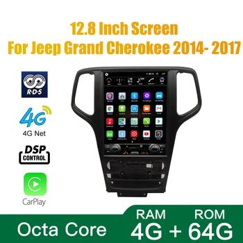 Экран Tesla Восьмиядерный 4 ГБ ОЗУ 64GM ПЗУ Android 10,0 Автомобильный DVD GPS Плеер Бесстекольный Автомобильный Стерео Для Jeep Grand Cherokee 2014-2017