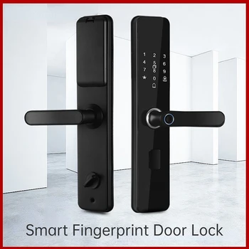 Электронный дверной замок Smart Fingerprint с биометрическим отпечатком пальца / IC-картой / паролем / разблокировкой ключом / аварийной зарядкой через USB