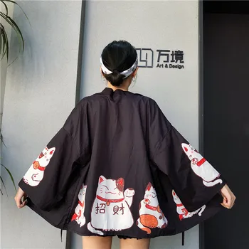 Японская одежда кимоно кардиган женский юката женское китайское кимоно одежда harajuku kawaii блузка рубашка haori obi FF1907